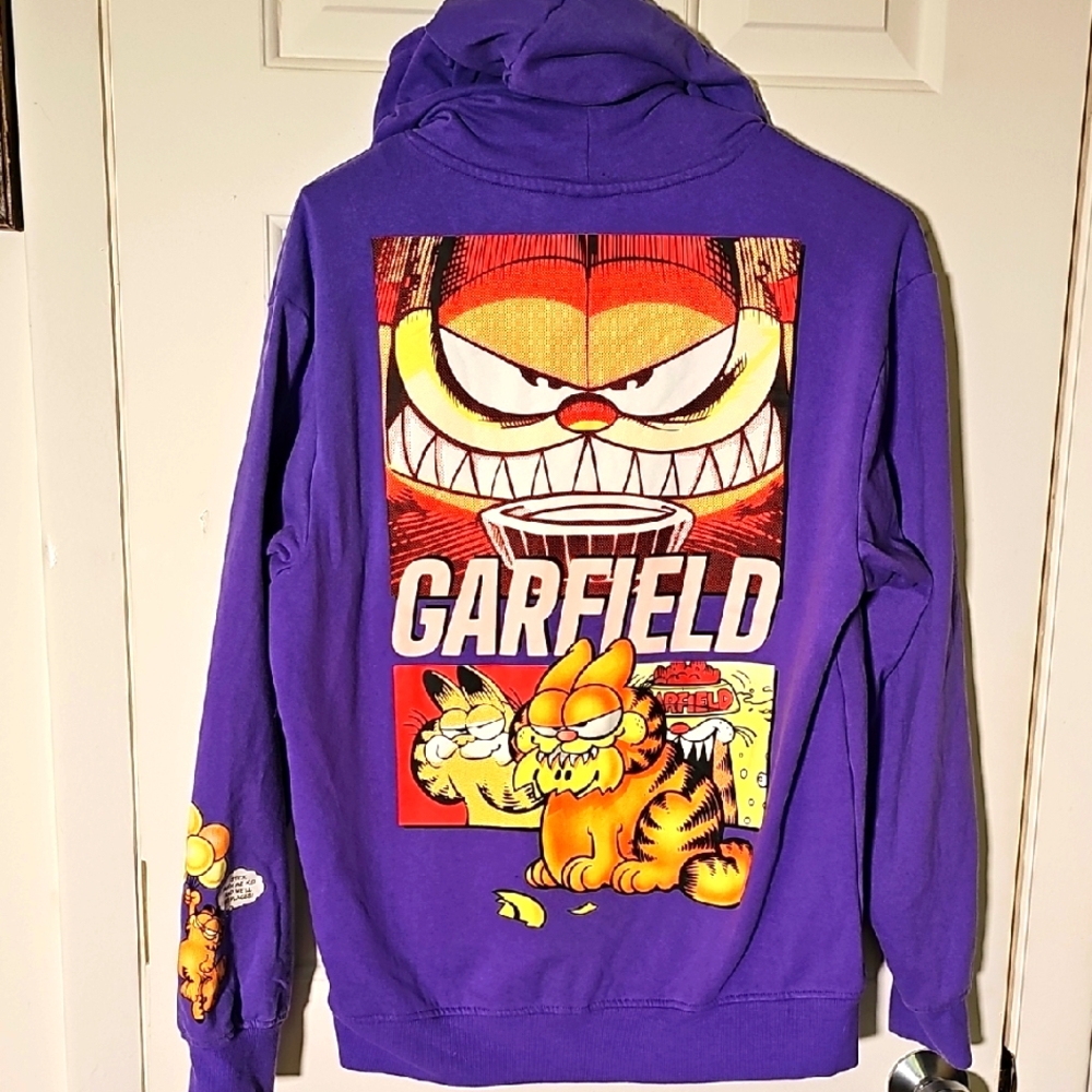Purple‎ Garfield Hoodie. In A Meduim. I Hate MONDAY.
